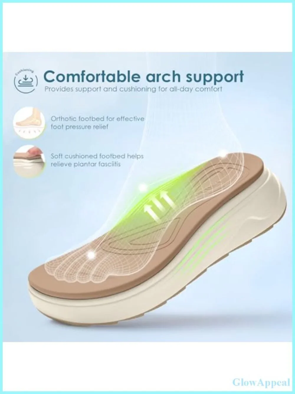 Platform Flip Flops with Arch Support Cushioned EVA Non-Slip Sandals
